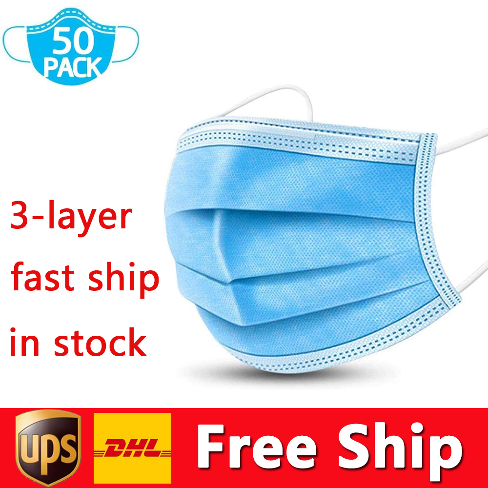 

DHL UPS Free Shipping Disposable Masks 3ply Non-woven Face Mask Protection and Personal Health Mask with Earloop Mouth Face Sanitary Masks