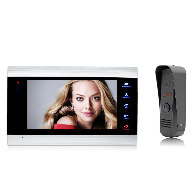

7" LCD Monitor Video Doorbell 1200TVL HD IR Waterproof Camera Doorphone Motion Detection SD card Video Recorder Intercom System