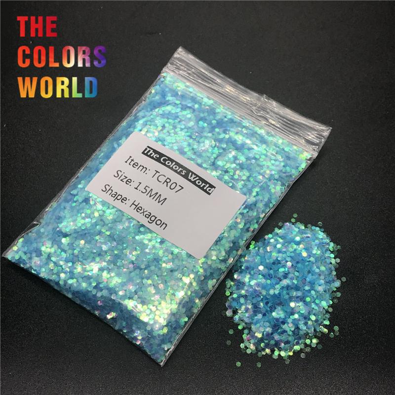 

TCR07 Iridescent Rainbow Blue Hexagon Shape Nail Glitter Nail Art Decoration Henna Face Glitter Eye shadow Handwork DIY