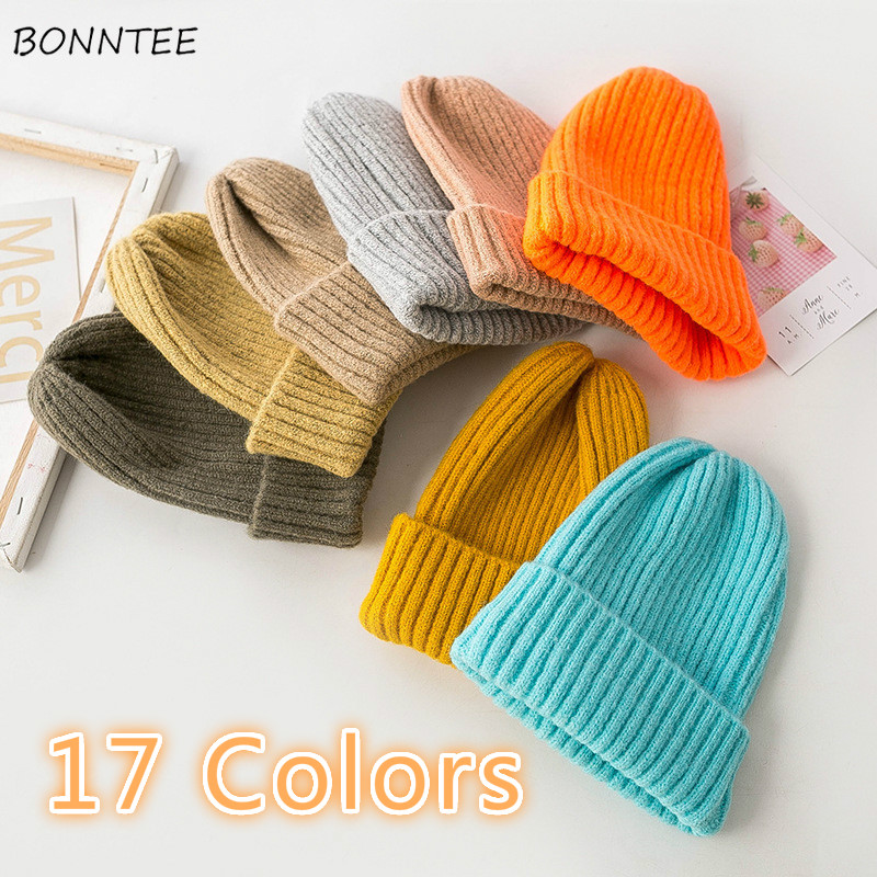 

Beanie/Skull Caps Winter Knitted Solid Beanies Women High Quality Casual Hat All-match Korean Style Skullies Womens Unisex Funny Warm Girls, Yellow