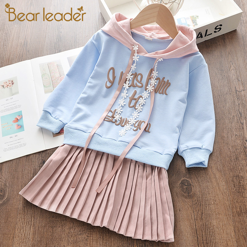 

Bear Leader Girls Dress 2020 New Spring Casual Ruffles A-Line Striped Full Sleeve Kids Dress for -7T Autumn Letter Vestido, An050 blue
