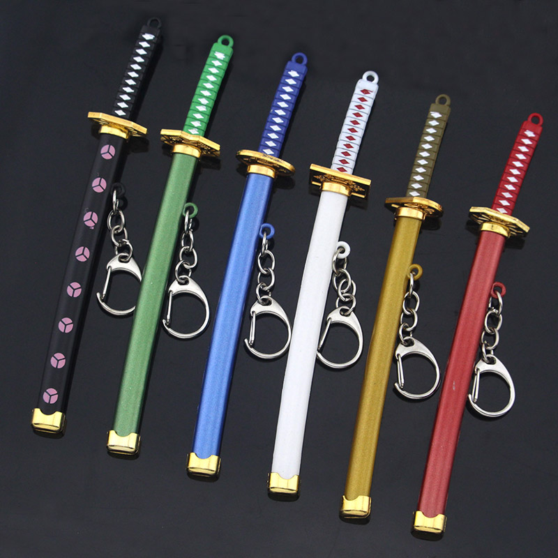 

Keychains Anime One Piece Keychain Keyrings Roronoa Zoro Sword Kitetsu Toy Model Metal Key Ring Llaveros Chain Chaveiro Jewelry
