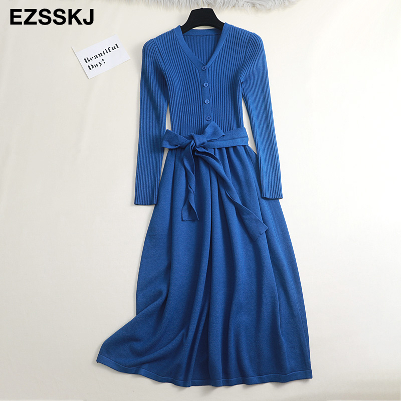 v neck maxi sweater dress