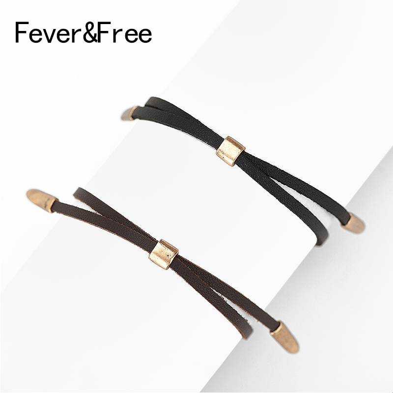 

Fever&Free Female Elegant Wristband Bracelets Black And Brown Wrap Suede Bracelet Delicate Bransoletki Damskie Jewelry Wholesale