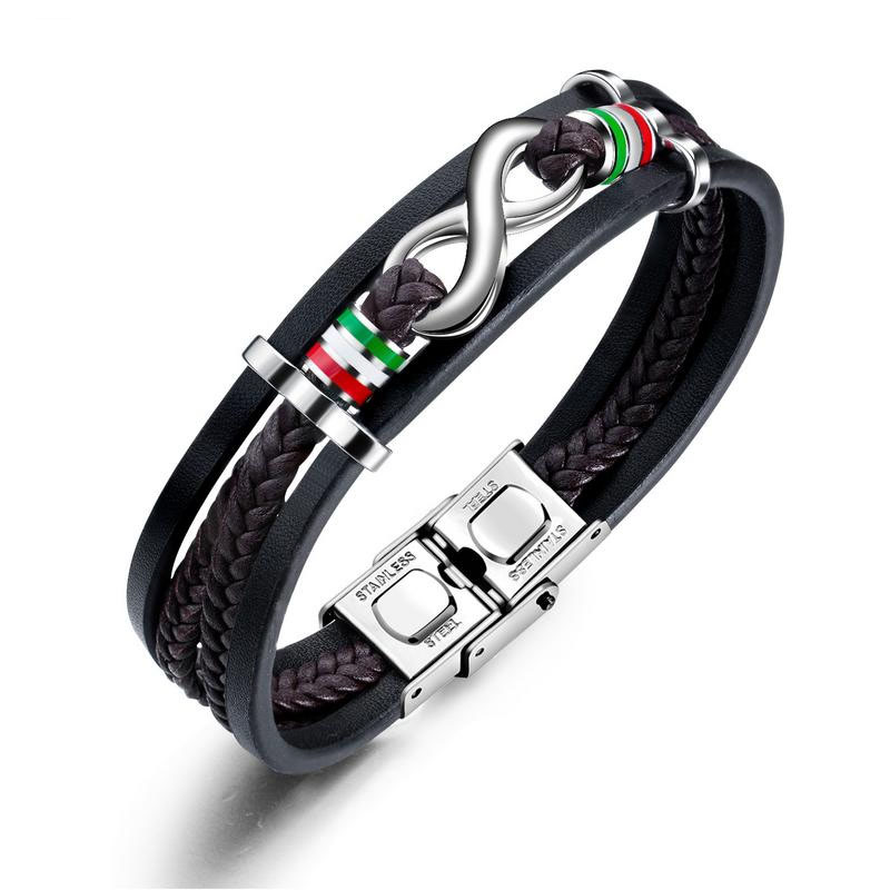 

Vintage Infinity Leather Bracelet For Men Black Triple Braided Wristband Bangles Stainless Steel Bracelets Jewelry Gift