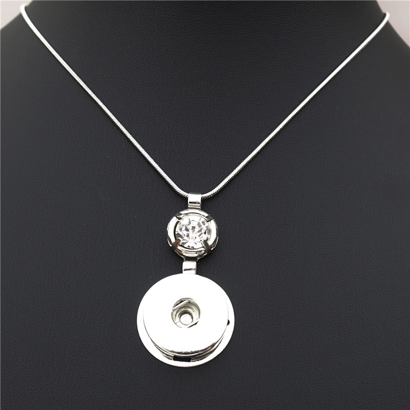 

Crystal Rhinestone Copper 18mm Snap Buttons Necklace With Snake Chain