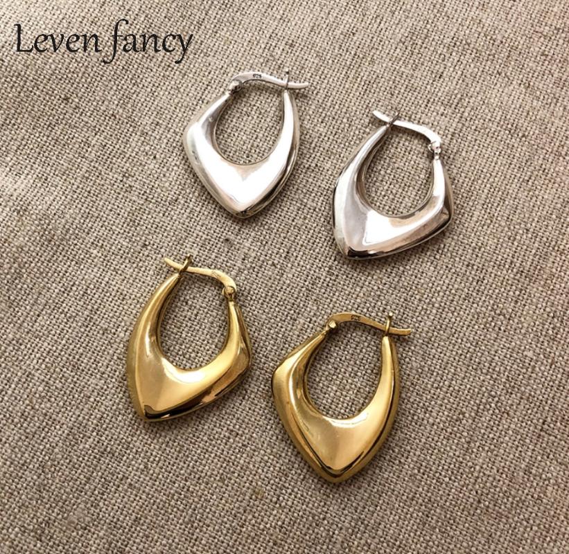

Girls 925 Sterling Silver Irregular Earrings for Women Nordic Style Minimalist Big Hoop Earrings Female Luxury Party Jewelry