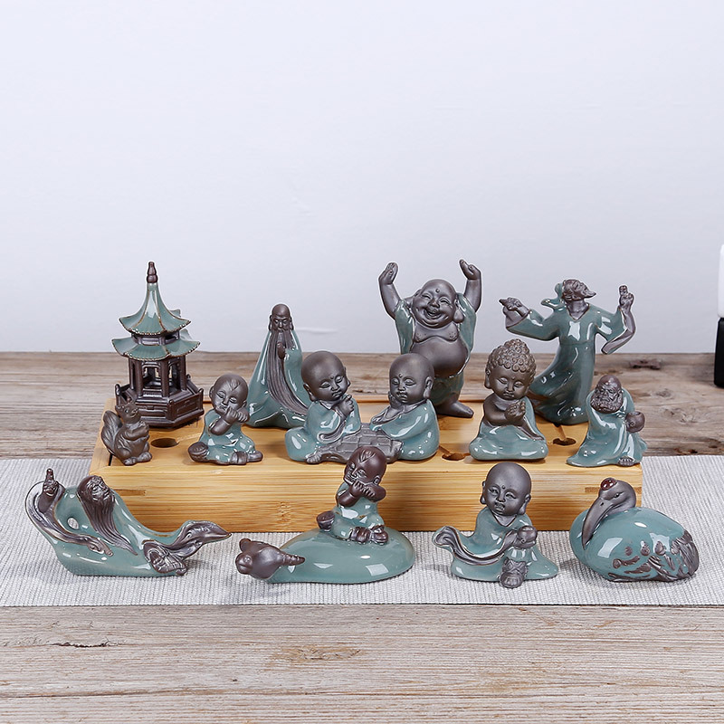 

F Bonsai Fairy Garden Ornament Ceramic Figure Ge Yao Zen Meaning Little Monk Micro Landscape Home Decoration Accessories Pet