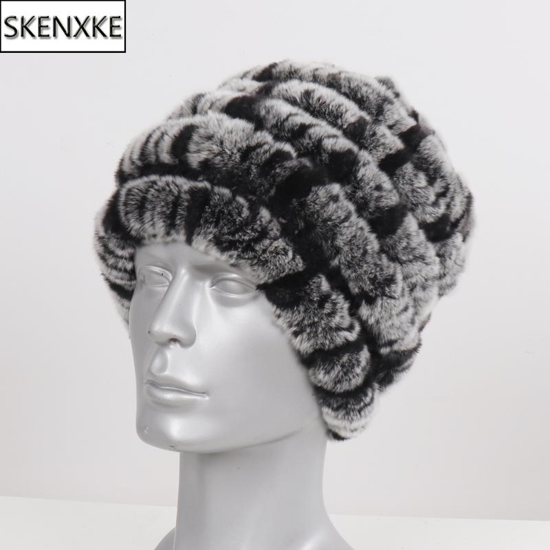 

2020 New Winter Warm Men Genuine Rex Fur Beanies Hat Male Knitted Real Rex Fur Hats Good Elastic Natural Caps, Grey