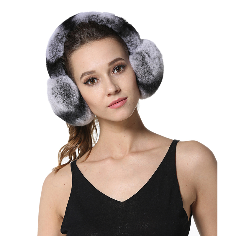 

2020 New High Quality Unisex Real Rex Fur Earmuffs Womens Real Fur Ear Warmer Winter Kids Warm Earmuffs LX00774, Purple