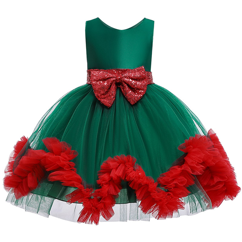 

Girl Dress For Christening Backless Children Clothing Sequined Bow Girls Dress Birthday Party Dress Robe Fille Vestido 2-10Yrs, Red