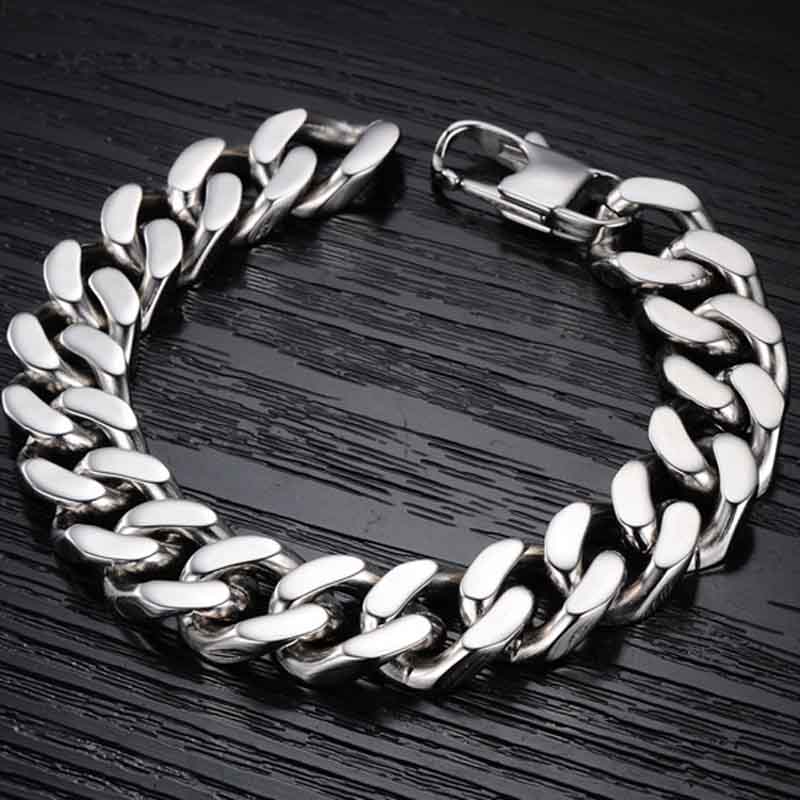 

10mm/12mm/14mm Stainless Steel Hip hop Womens Mens Miami Curb Cuban Chain Link Bracelets Rapper Bangle Jewelry Drop shopping