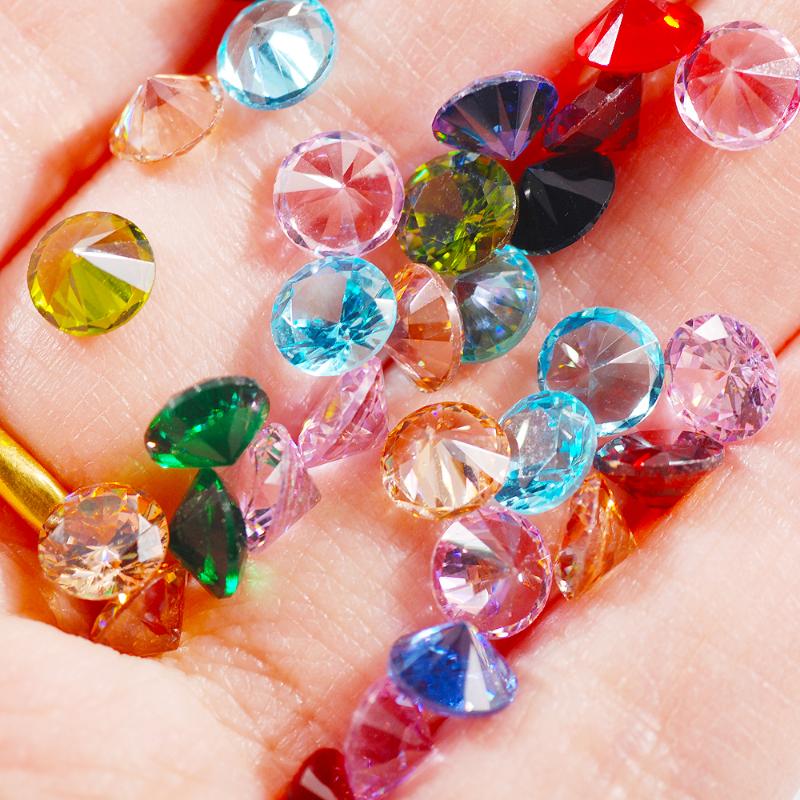 

50pcs Nail Design 3mm Cubic Zirconia Beads Gemstone Circle 3D Nail Art Glitter Crystal Non Hotfix Diamond Rhineston