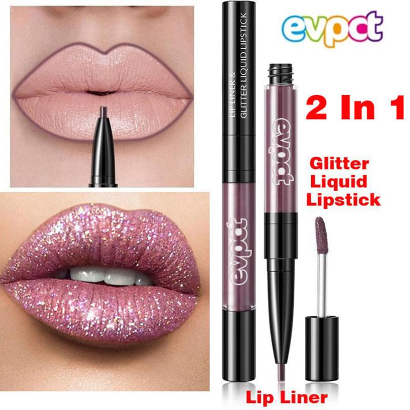 

Double-Headed Matte Crystal Lip Gloss Lip Liner Waterproof Long Lasting Non-stick Cup Gloss Makeup