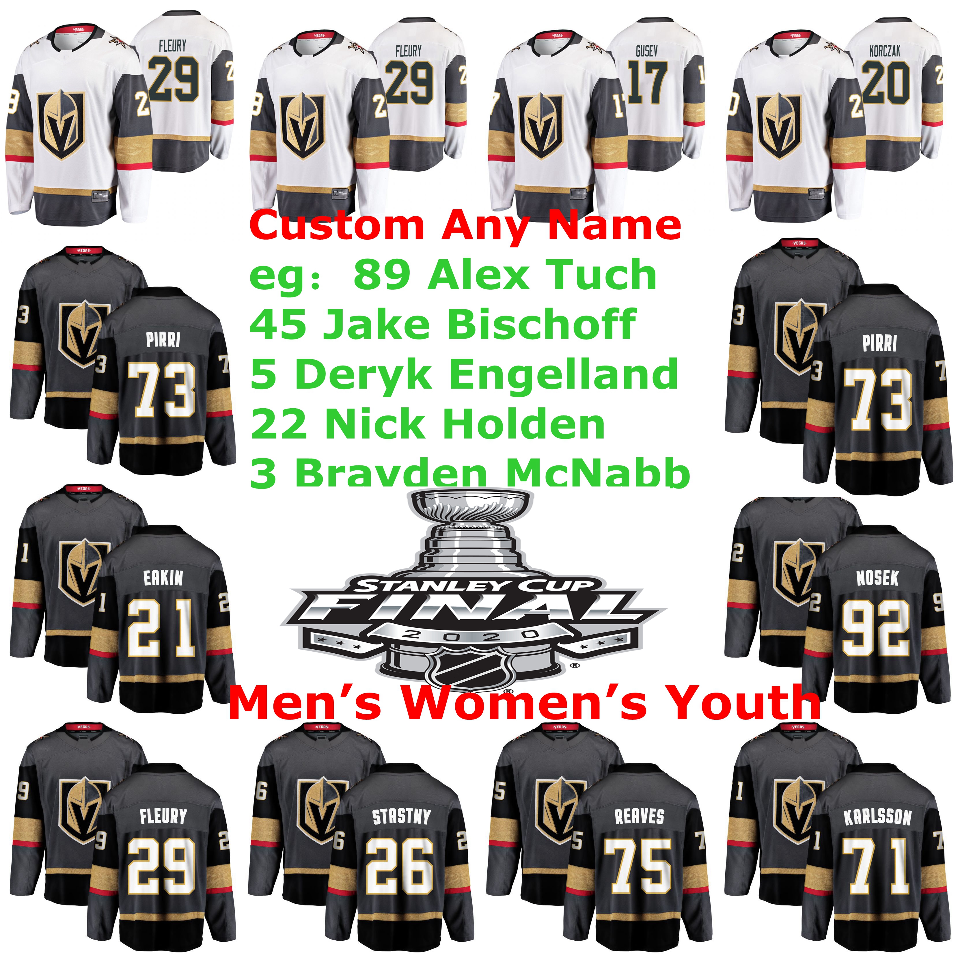 

Vegas Golden Knights Stanley Cup Final Jerseys Jake Bischoff Jersey Deryk Engelland Nick Holden Brayden McNabb Alex Tuch Hockey Jerseys Mens, Men’s gray home final logo