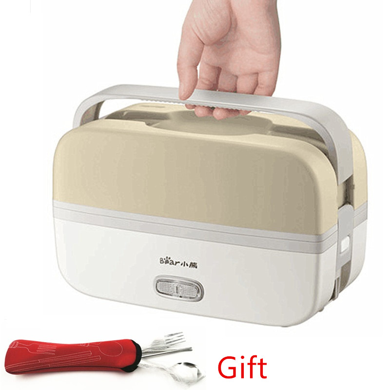 

220V Multi Rice Cooker Electric Heating Lunch Box Portable Cooking Heating Pot Stainless Steel Inner For Travel With Tableware