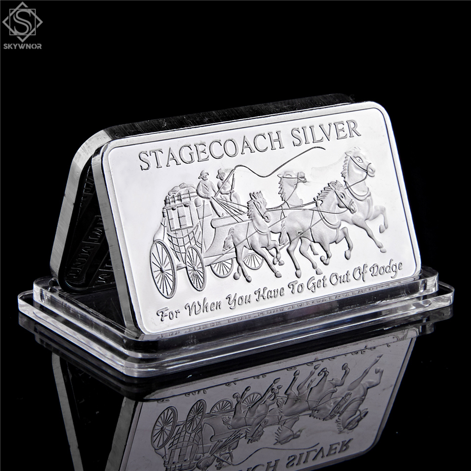 Northwest Territorial Mint 999 Fine Stagecoach Craft Silver Divisible Bar Coin Metal Crafts Gifts Replica 50 x 28mm 1OZ Silver Badge-image-584019486