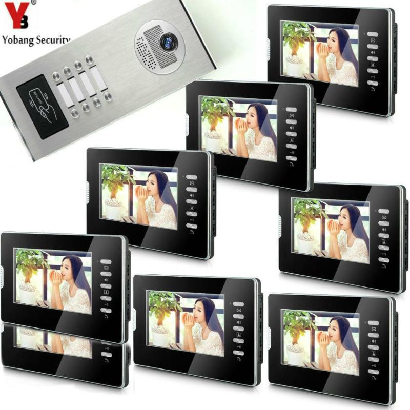 

SmartYIBA 6 Families Door Bell Home Access Control System 7'' 4-Wire Multi-family Multi Apartments Video Door Phone Intercom