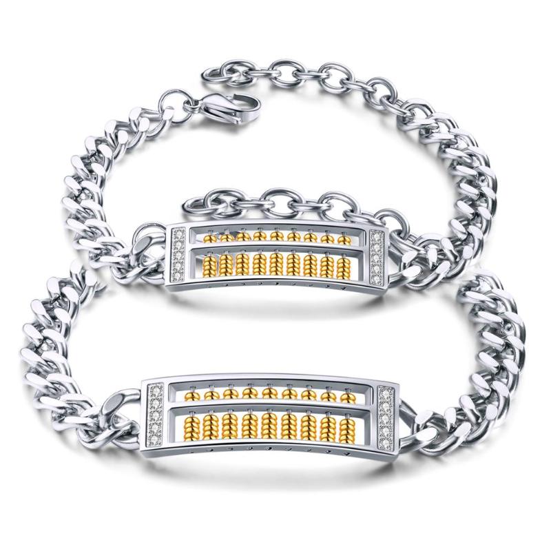 

Trendy Stainless Steel Abacus Bracelet Bangle For Couple Gold Color Link Chain Cuff Hand Jewelry Gift free shiping