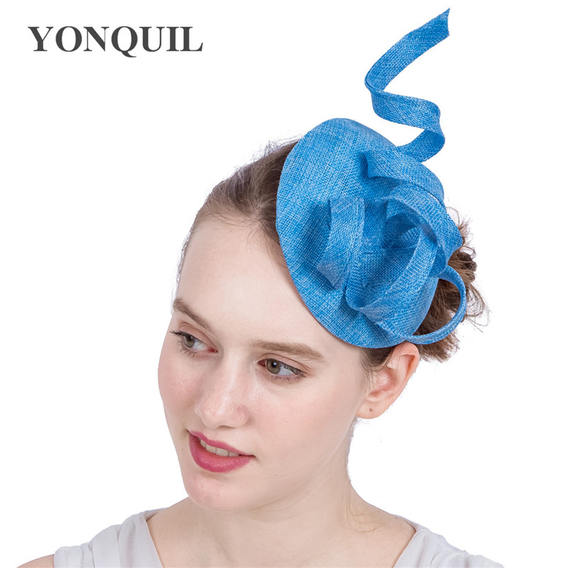 

16Colors imitation sinamay classic fascinator church hats wedding hat party headband for women DIY millinery headpiece birthday races SYF159