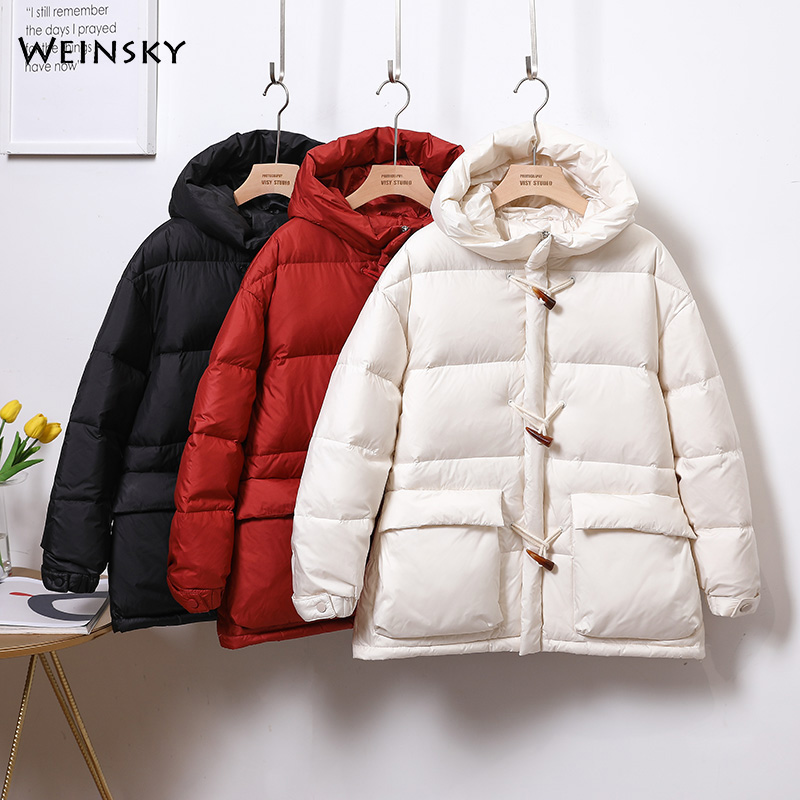 

New Women Thick Down Jacket White Duck Down Short Winter Warm Coats Female Outwear, Beige