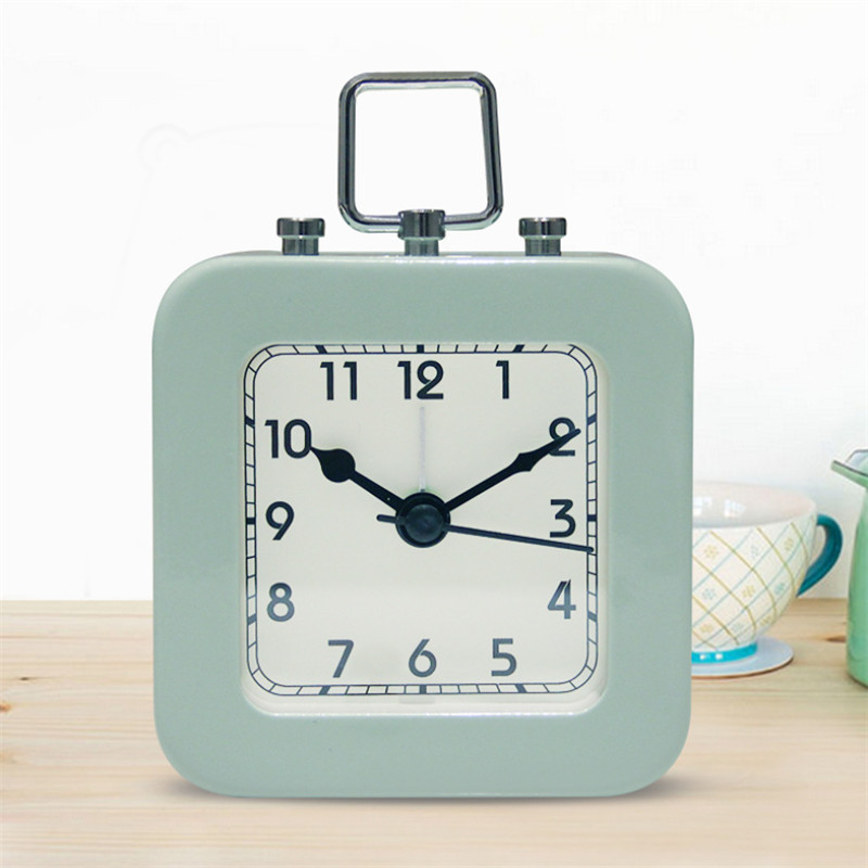 

Creative Multi-functional Digital Alarm Clock Nordic Simple Metal Square Silent Alarm Clock With Handle Bedside Table