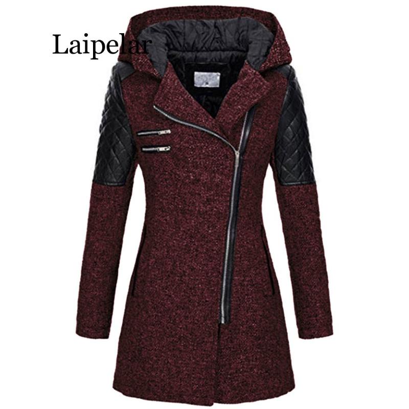 

Coat Female Women Warm Slim Jacket Long Sleeve Thick Overcoat Winter Outwear Hooded Zipper Plus Size S-5XL Coat, Black