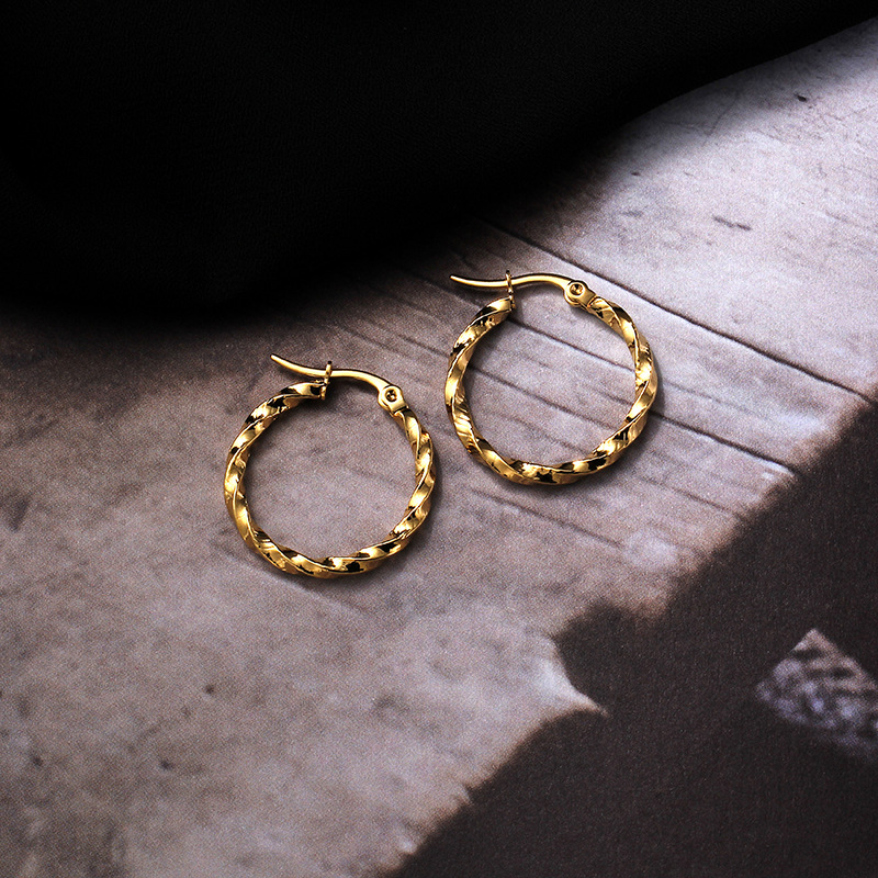 

Small Round Gold Wave Stainless Steel Hoop Earring for Women Girls 2.5cm Women gift Night Party Fashion Jewelry hoops ear rings