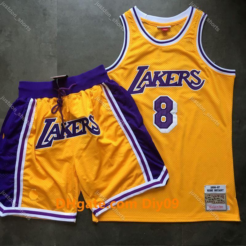 

Los Men Angeles Lakers Kobe 8 Bryant nba Yellow Jerseys Basketball Jersey Mitchell & Ness Rookie Swingman 1996-97th, Black;red
