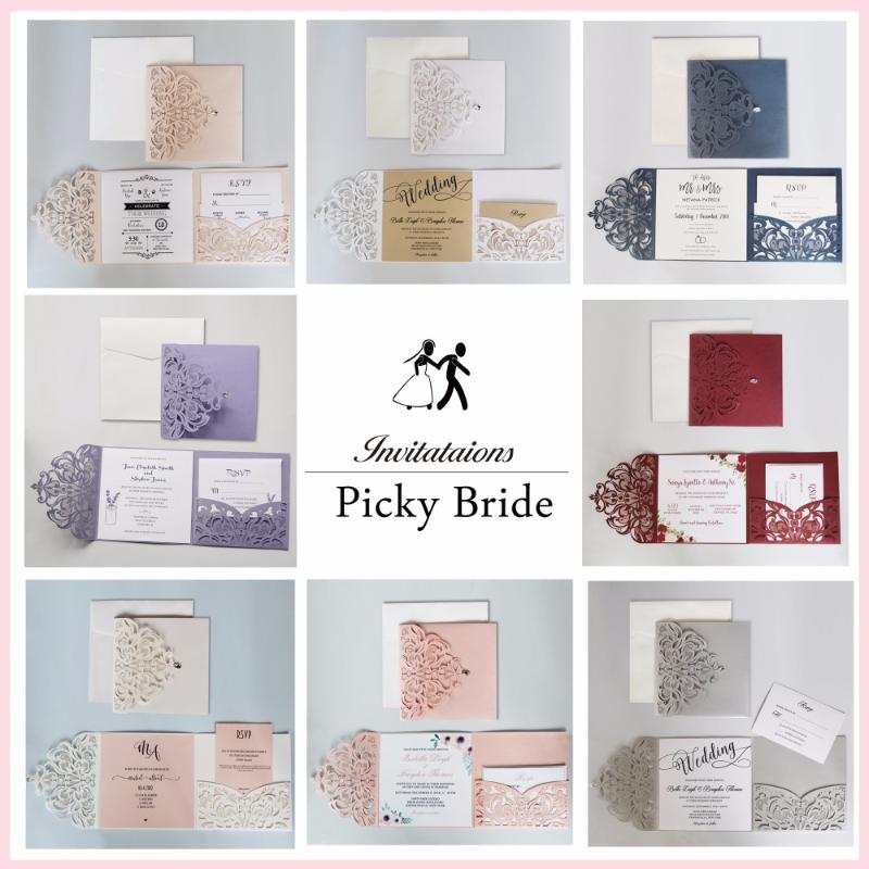 

Laser Cut Wedding Invitation Suits European Lace Invitation Cards Elegant Wedding Invitations Customized Wording - Set of 50 pcs