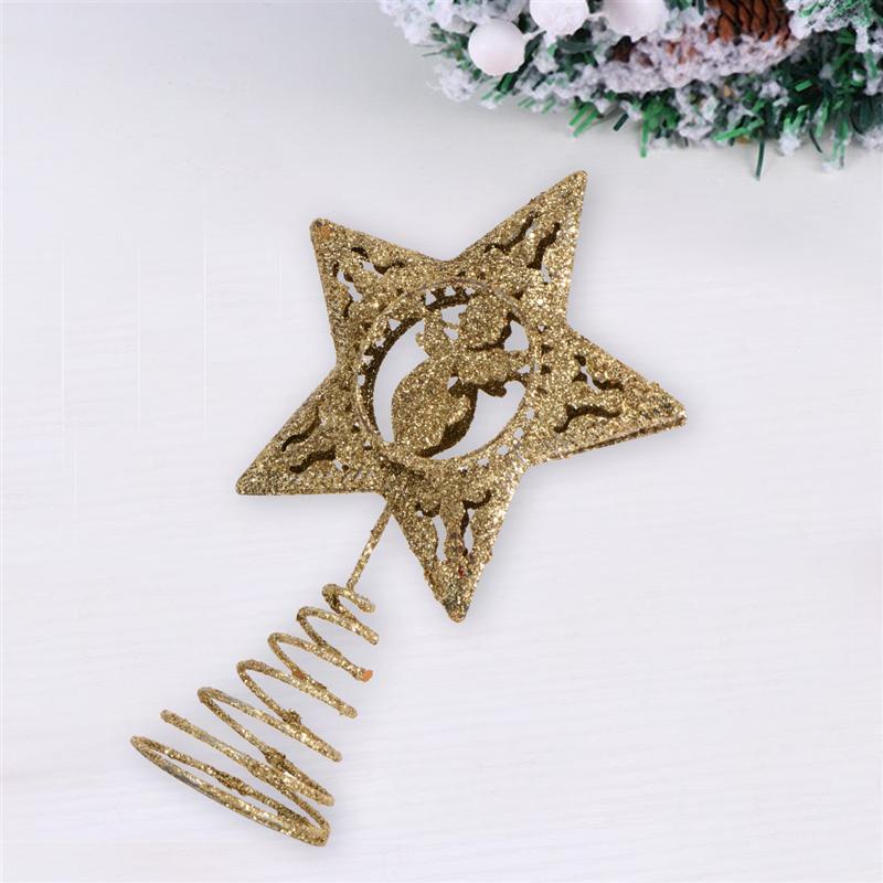 

1pc Christmas Tree Top Decoration Tree Topper Golden Star Christmas Holiday Topper Iron Star Party Supplies