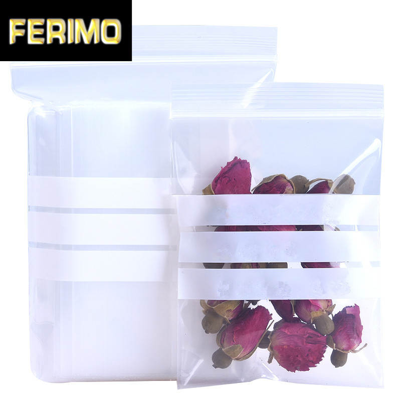 

2000Pcs/lot Wholesale Clear Plastic Self Seal Packaging Bag Retails Dried Fruits Zipper Pack Bag with Writable Linea