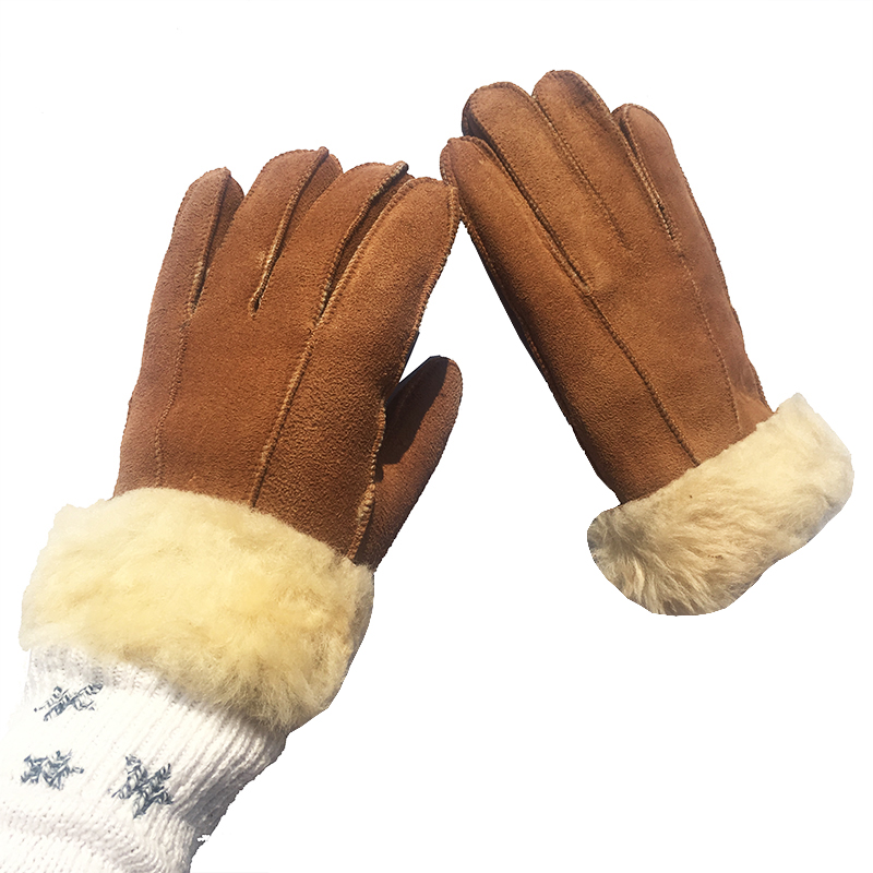 

Special Women Warm Woolen Mittens Winter Gloves Real Leather Wool Fur Gloves Lovely Girl Sheepskin Leather For Lady NM9