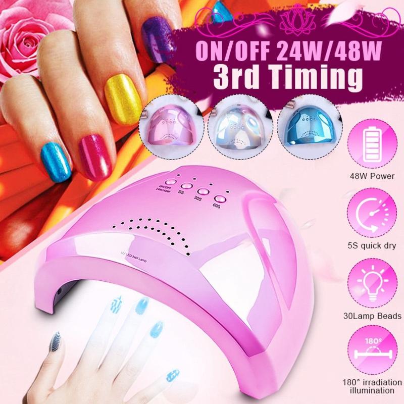 

48W UV Lamp for Manicure Nail Dryer Pro UV LED Gel Nail Lamp Fast Gel Polish Ice for Manicure Machine, Silver