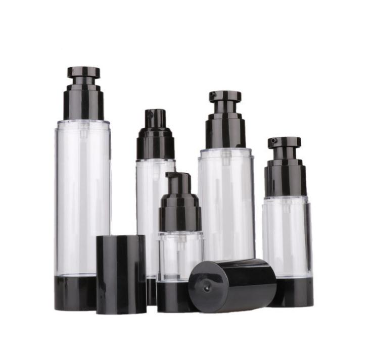 

15ml 30ml 50ml 80ml 100ml Empty Black Airless Pump Dispenser Bottle Refillable Lotion Cream Vacuum Spray Bottle Atomizer SN133