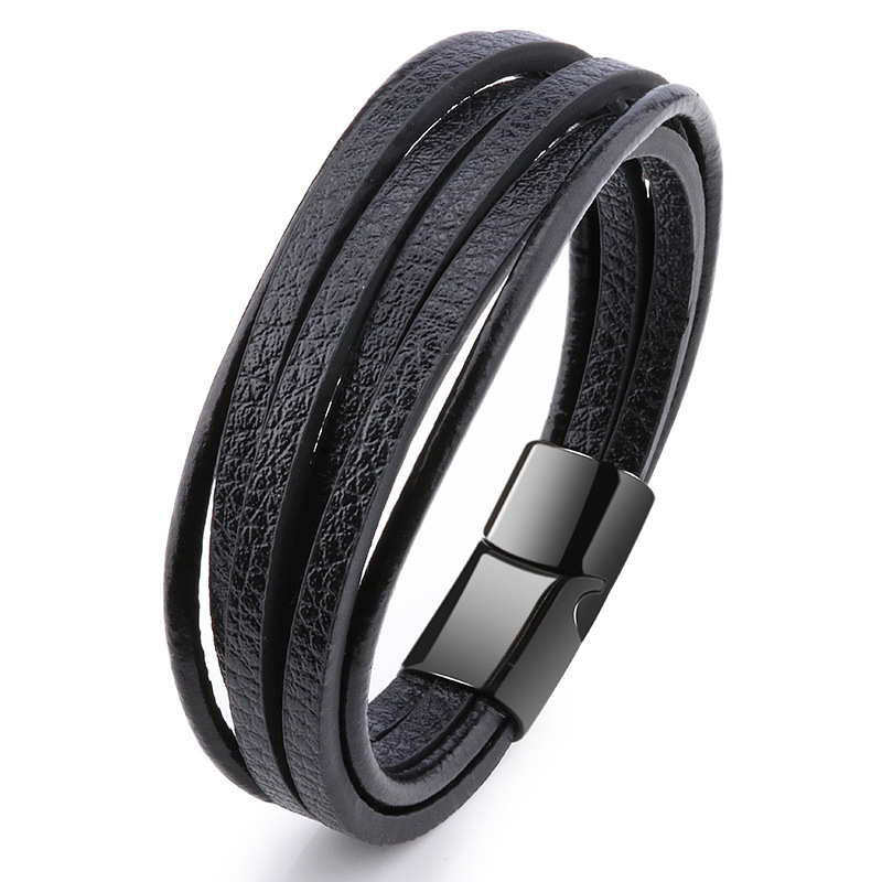

2020 New Arrival Men's Braided Leather Bracelets & Bangles In Black and Brown Color with Magnetic Punk Bracelet for Man