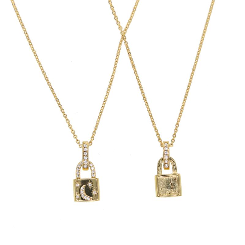 

NEWEST necklace gold Color PadLock Pendant Necklace Brand Rolo Cable Chain collar ras du cou collier femme women