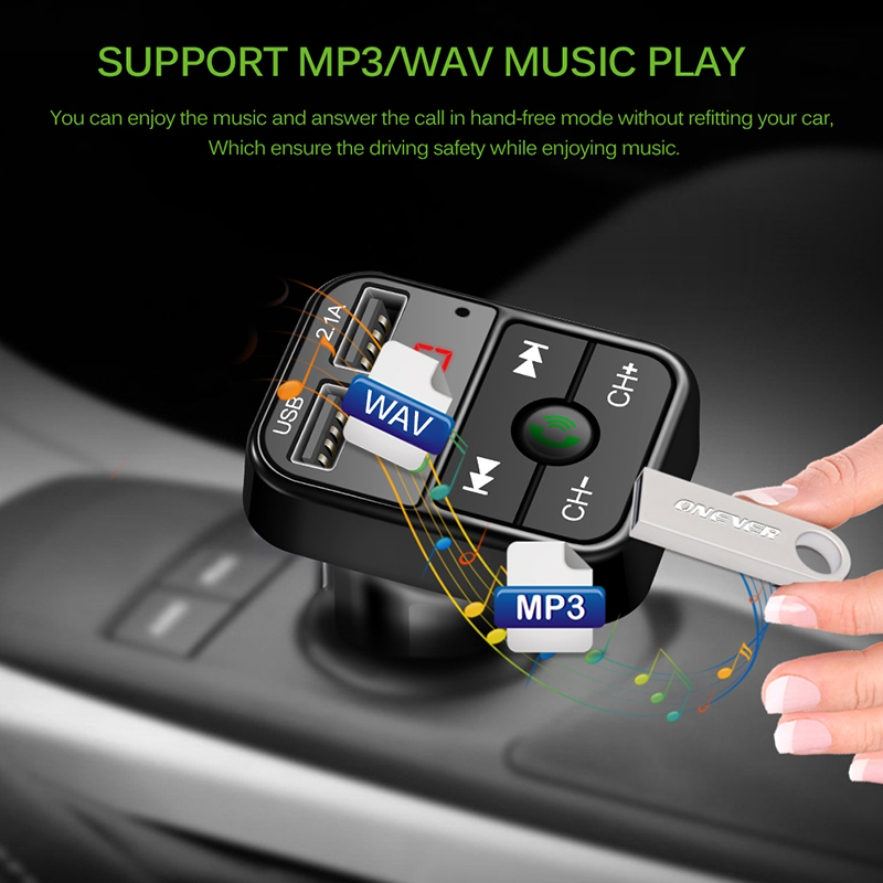 

Bluetooth FM Transmitter Car MP3 Audio Music Player Dual USB Radio Modulator Car Kit HandsFree With 5V 2.1A USB Charger