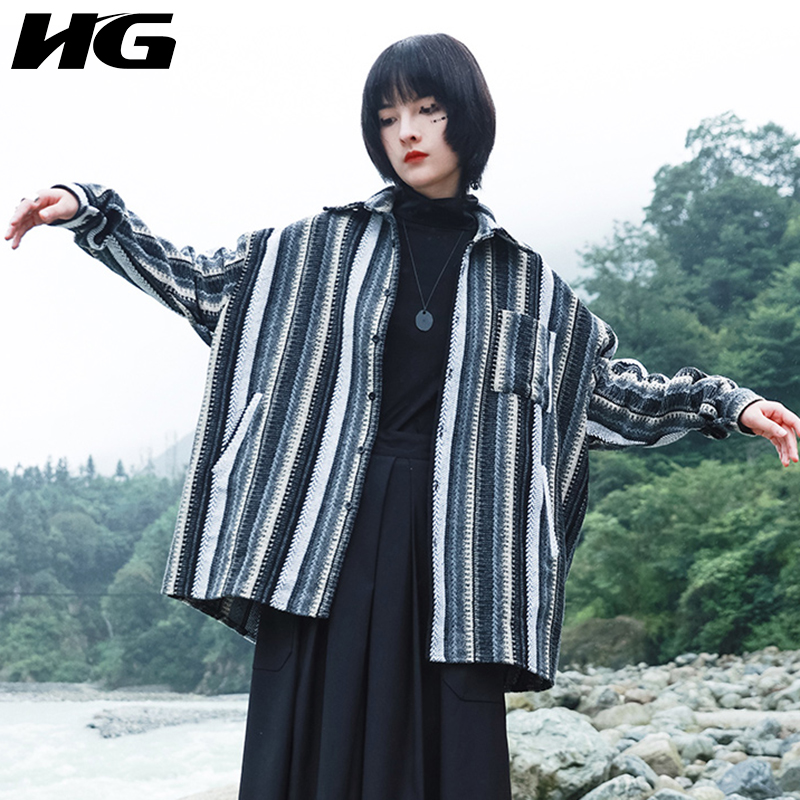 

HG Pockets Button Irregular Striped Shirt Women 2020 Autumn Casual Fashion New Style Temperament All Match Women Blouse DZL1911, See picture dzl1919