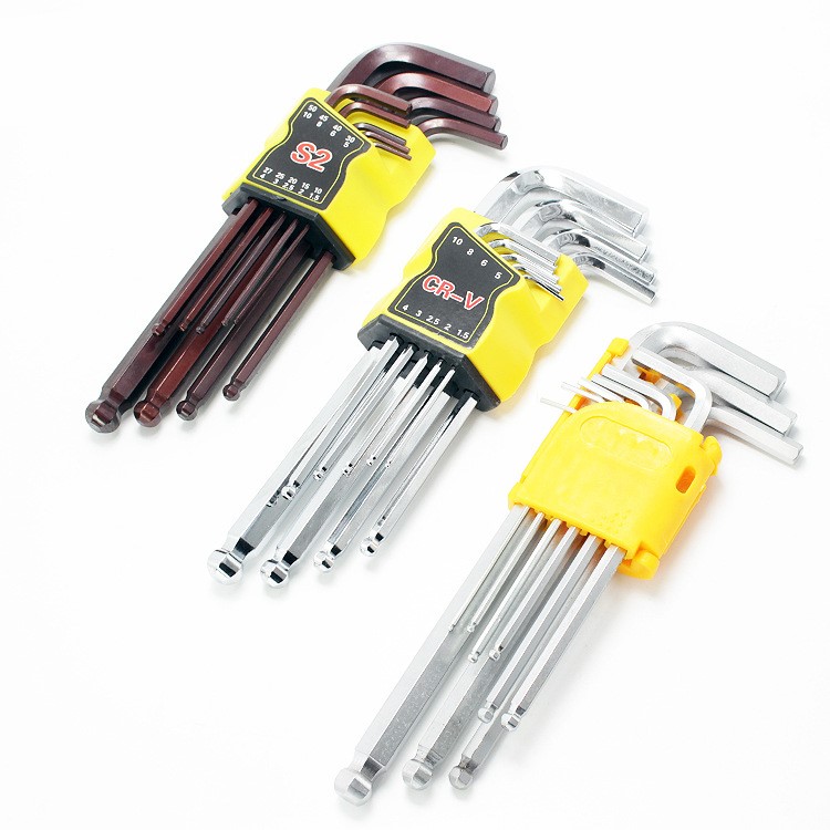 

Ball End Hexagonal Wrench Bronze S2 Mirror MaCRV Metric L Type Wrench Set with Hard Ball Head 9PC