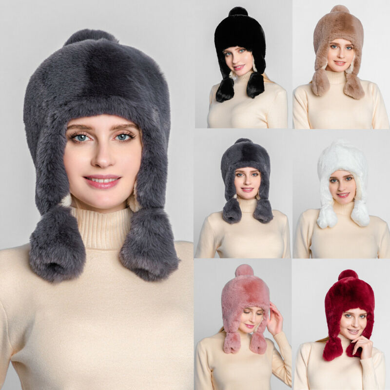 

Beanie/Skull Caps 2021 Est Creative Lei Feng Cap Trapper Bomber Warm Russian Trooper Fur Earflap Winter Ski Hat Men Women Colorful, White