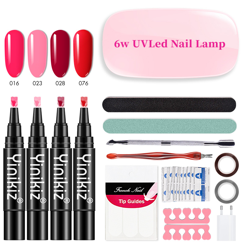 

Yinikiz UV One Step Nail Gel Polish Pen Set Nails Sanding File Nail Art Remover Tools Gift Lamp 3 In 1 Pen