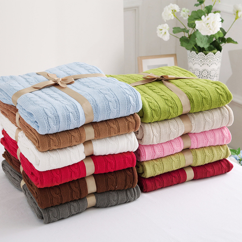 

Blankets High Quality 100% Cotton Knit Blanket, Office&car Rest Blanket.Travel Boarding Blanket Christmas Decoration