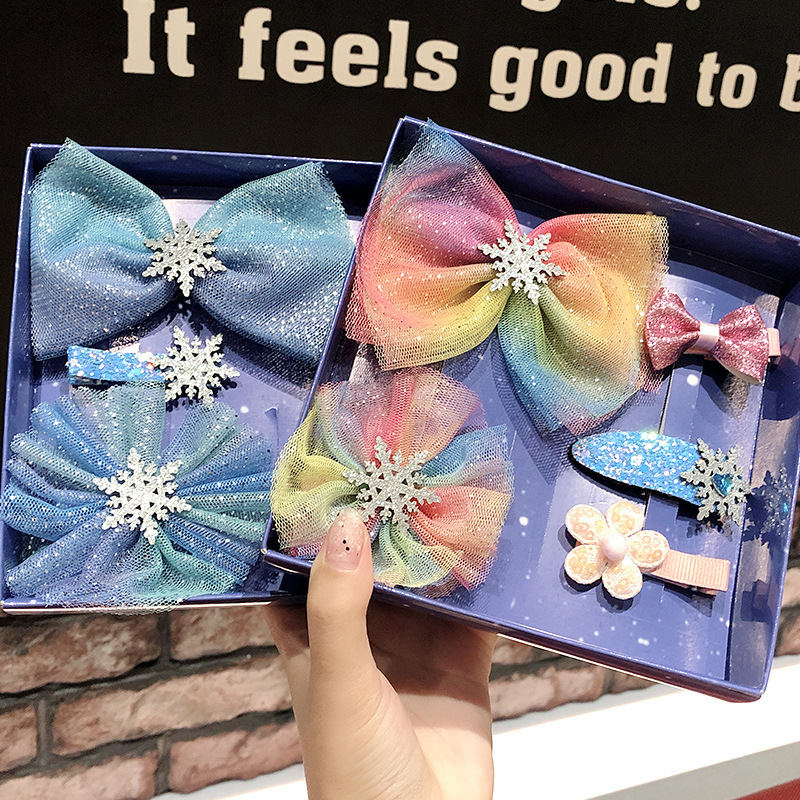 

Christmas Snowflake Hair Accessories Set Crystal Hair Clips for Women Winter Ties Girls Hairpins Blue Scrunchie, Ah626 color