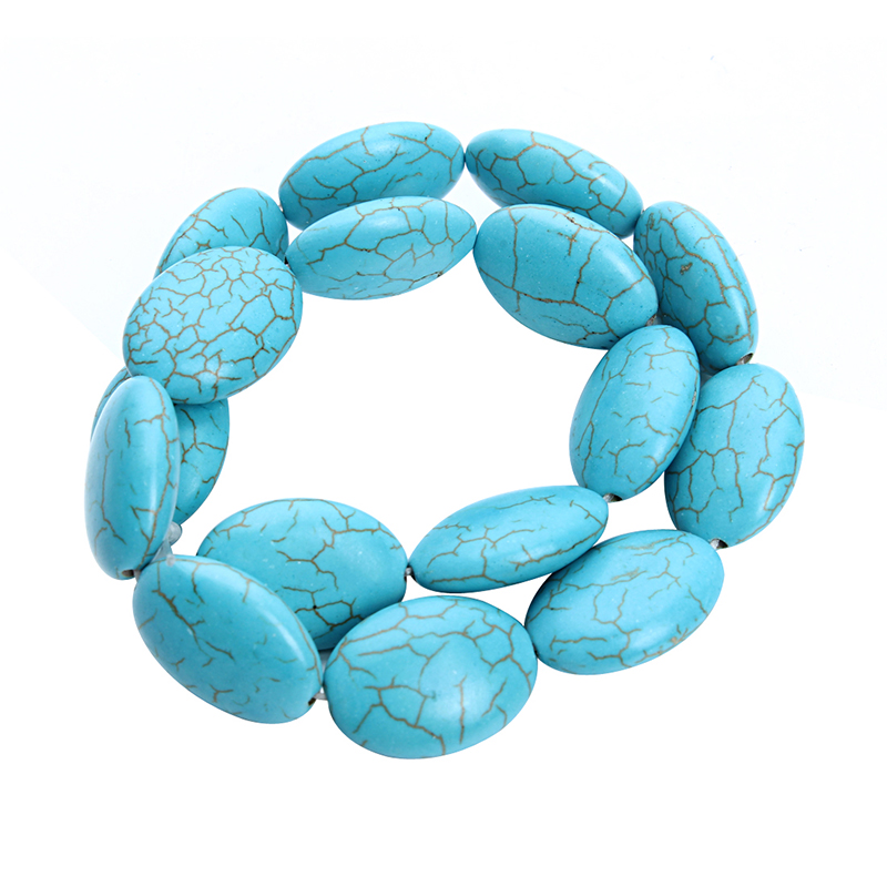 

16pcs/pack 2.4cm*1.8cm Big Created Stone Jewelry Making Blue Oval Shape Created Beads DIY Natural Stones Beading F1183