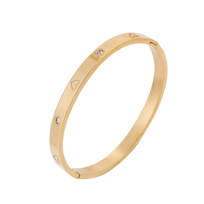 

women jewelry bracelet stainless steel bangle fashion love opening buckle ladies diamond bracelet Buckle couple full of diamonds