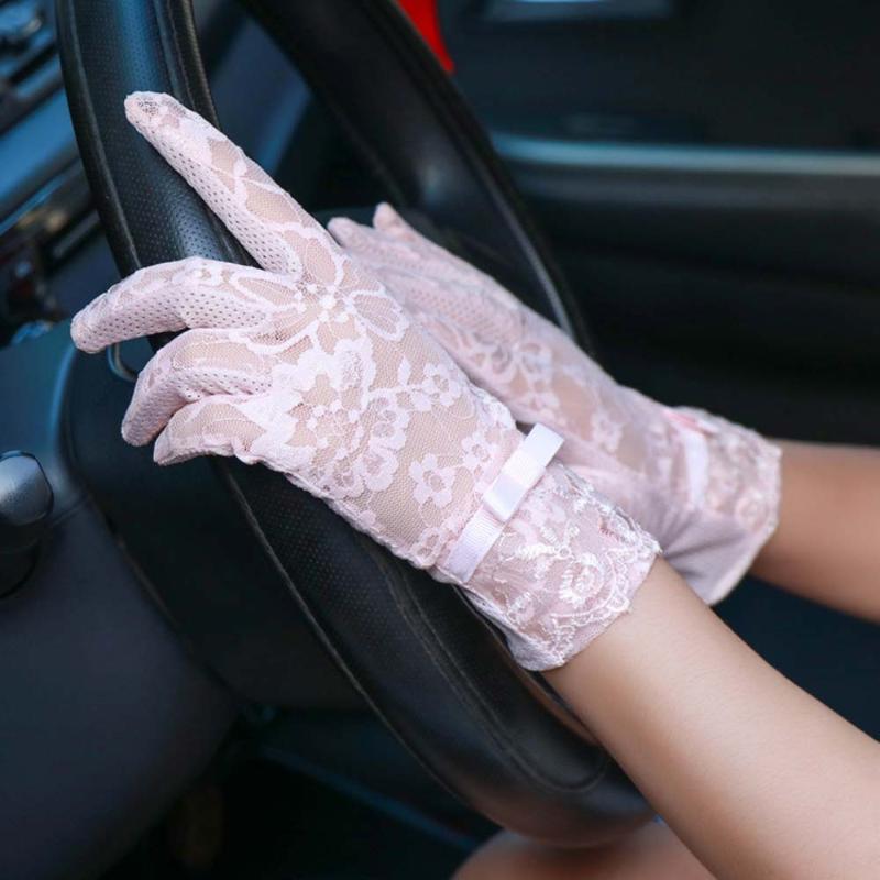 

Women Lace Sunscreen Gloves Sun Protection Gloves Ladies Summer Bowknot Thin Touch Screen Lace Bride