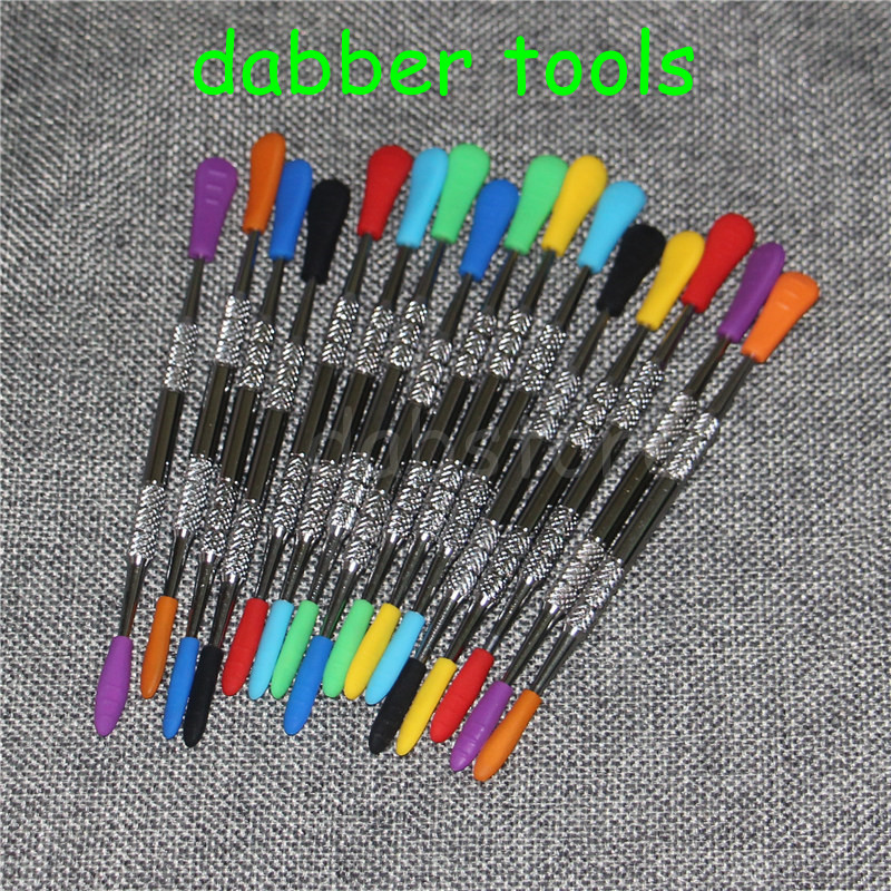 

Wax Dabbers with silicone tips Vaporizer Stainless Steel Dabber Wax Tool Dry Herb Tool Dab Tools Wax Atomizer Electronic Cigarette DHL