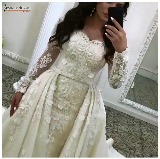 

trouwjurk Lace wedding dress with detachable train 2020, Ivory