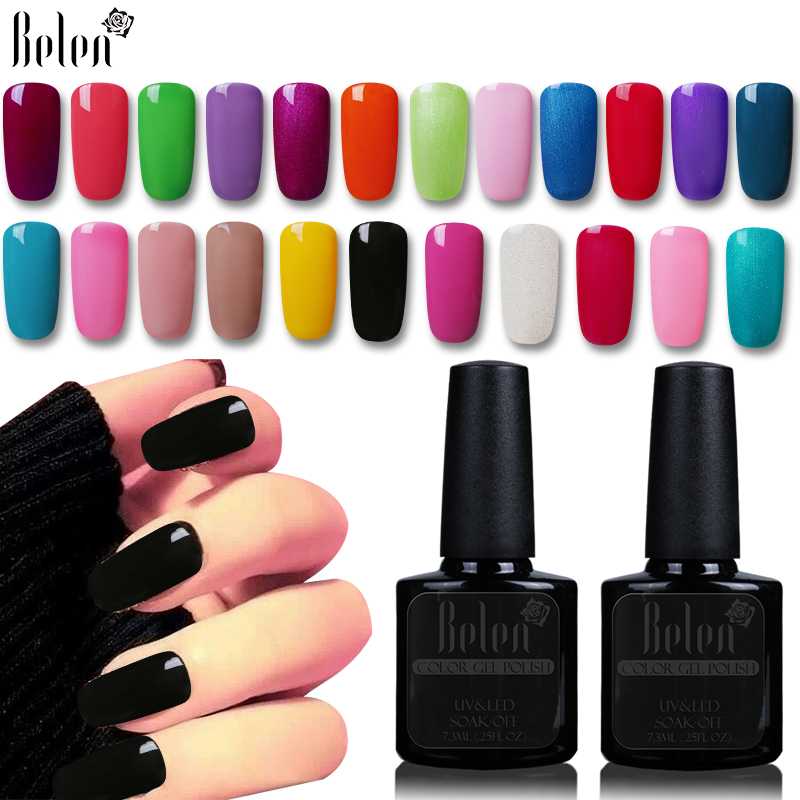 

Belen 79 Color UV Nail Gel Polish Colorful Bottle Soak off UV Nail Primer Art Gel Varnish Long Lasting Lacquer Polish Top Base